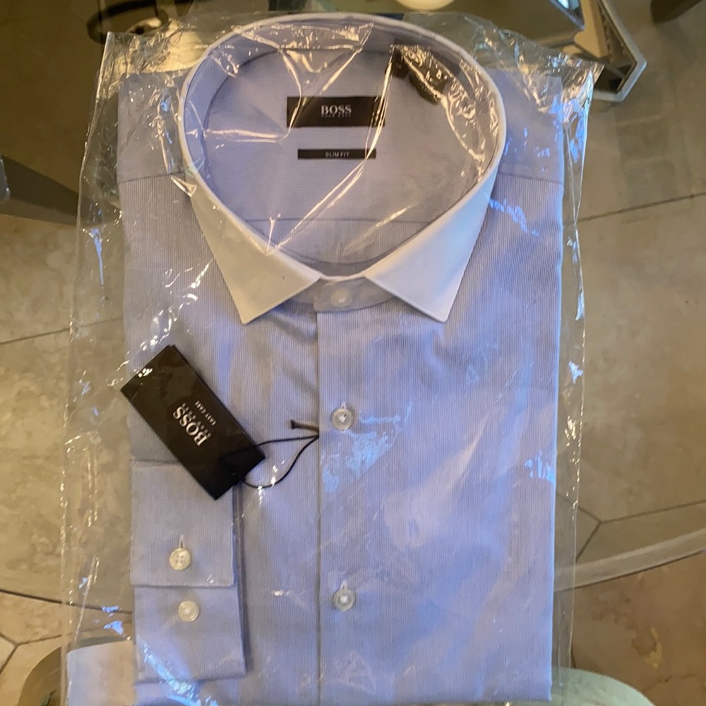 Hugo Boss, Slim Fit, blue stripe/white,size 16.NEW